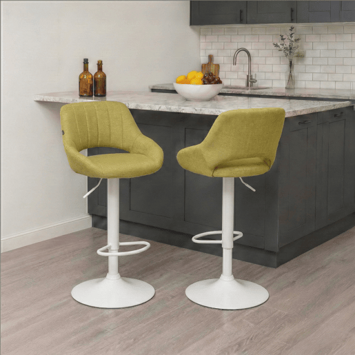 Taburete de bar Milet tapizado en tela Verde 48X47X85 cm