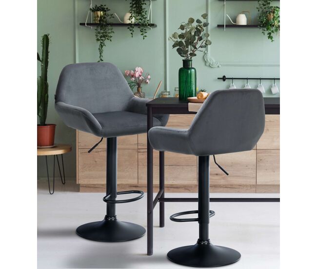 Taburete de cocina braga en terciopelo 52x51x89-109 cm