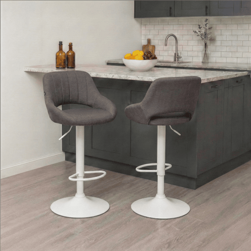 Taburete de bar Milet tapizado en tela Gris oscuro 48X47X85 cm