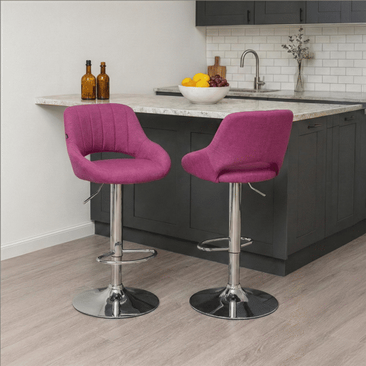 Taburete de bar Milet tapizado en tela Lila 48X47X85 cm