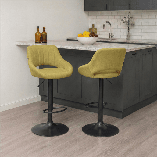 Taburete de bar Milet tapizado en tela Verde 48X47X85 cm