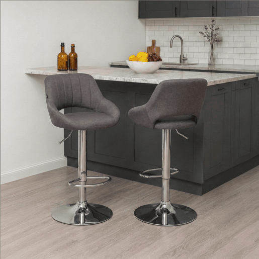 Taburete de bar Milet tapizado en tela Gris oscuro 48X47X85 cm