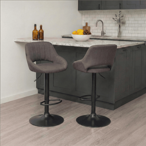 Taburete de bar Milet tapizado en tela Gris oscuro 48X47X85 cm