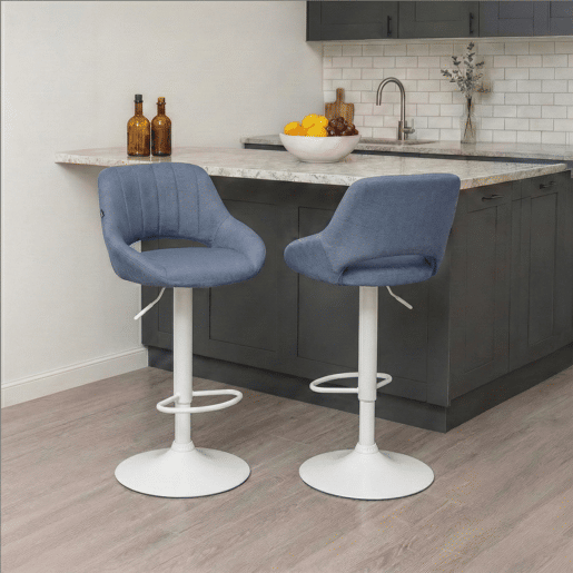 Taburete de bar Milet tapizado en tela Azul 48X47X85 cm
