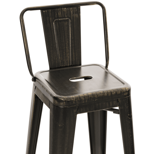 Taburete de bar de metal Mason Negro-dorado 43X44X96 cm
