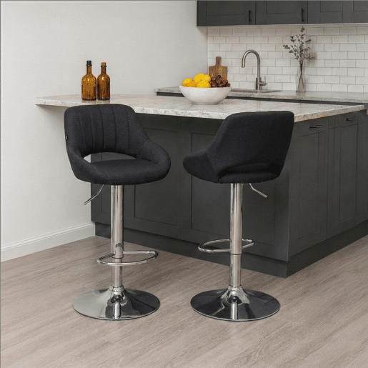 Taburete de bar Milet tapizado en tela Negro 48X47X85 cm