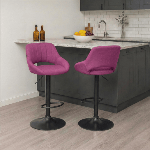 Taburete de bar Milet tapizado en tela Lila 48X47X85 cm