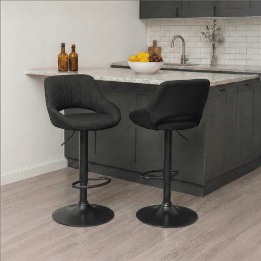 Taburete de bar Milet tapizado en tela Negro 48X47X85 cm