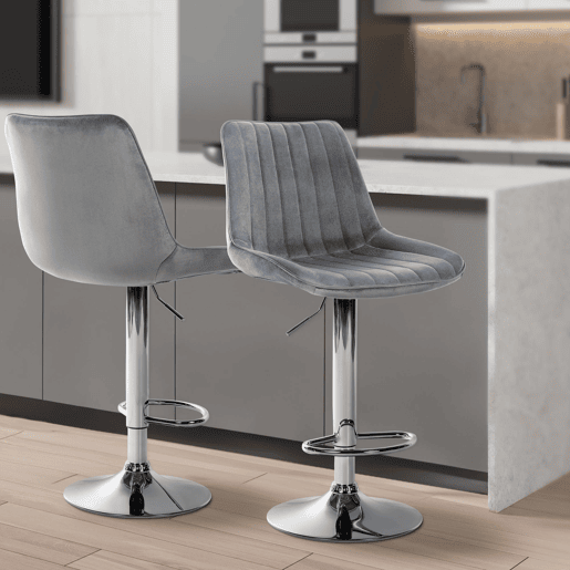Taburete de bar Toni terciopelo Gris oscuro 50X49.5X91 cm Taburete de bar Toni terciopelo Gris oscuro 50X49.5X91 cm