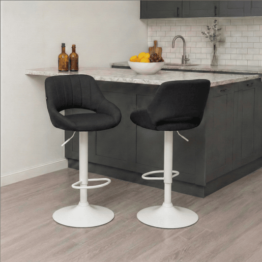 Taburete de bar Milet tapizado en tela Negro 48X47X85 cm