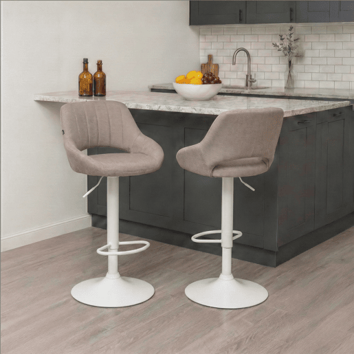Taburete de bar Milet de tela Gris topo 48X47X85 cm