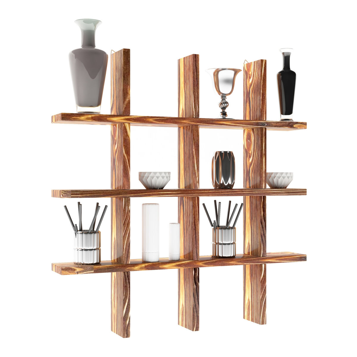 Estantería de pared Orimattila con 12 compartimentos pino