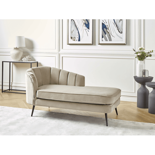 Chaise longue à esquerda ALLIER Veludo Creme Chaise longue à esquerda ALLIER Veludo Creme