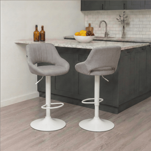 Taburete de bar Milet tapizado en tela Gris 48X47X85 cm