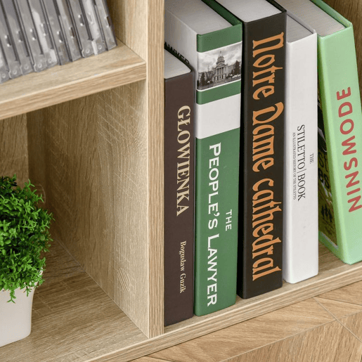 HOMCOM Estante para Livros Estante de Madeira com 7 Compartimentos de Armazenamento Plantas Arquivos para Sala de Estar Dormitório Escritório 50x24x106cm Carvalho