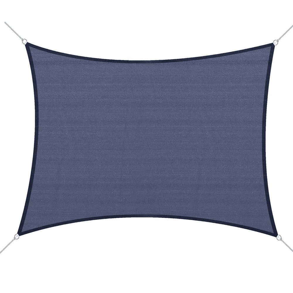 Outsunny toldo vela de sombra rectangular 4x6 m toldo de terraza con anti-uv anillo de acero inoxidable y cuerdas de nylon para jardín patio azul