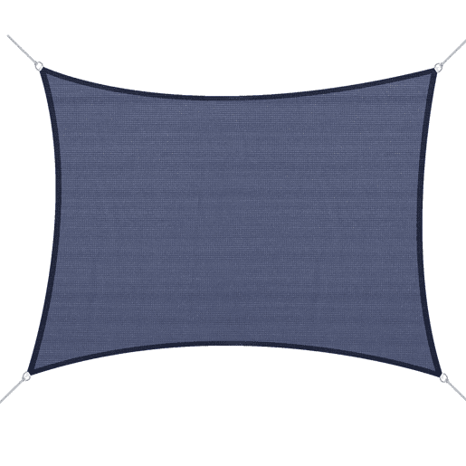 Outsunny Vela de Sombra Retangular 4x6 m Toldo Vela de HDPE com Proteção UV Aneis em Forma de D e Cordas para Jardim Pátio Piscina Azul