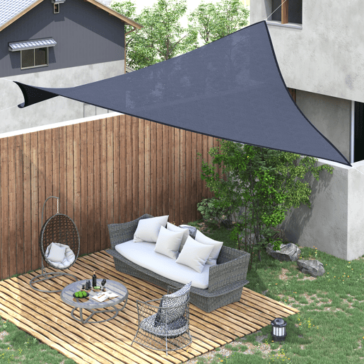 Outsunny Vela de Sombra Retangular 4x6 m Toldo Vela de HDPE com Proteção UV Aneis em Forma de D e Cordas para Jardim Pátio Piscina Azul