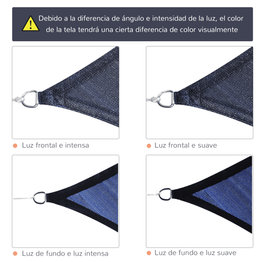 Outsunny Vela de Sombra Retangular 4x6 m Toldo Vela de HDPE com Proteção UV Aneis em Forma de D e Cordas para Jardim Pátio Piscina Azul