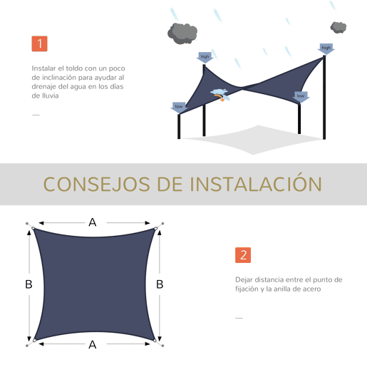 Outsunny Vela de Sombra Retangular 4x6 m Toldo Vela de HDPE com Proteção UV Aneis em Forma de D e Cordas para Jardim Pátio Piscina Azul
