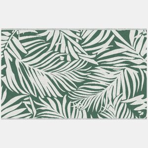 Outsunny Tapete de Exterior 152x243 cm Tapete Reversível com Padrão de Folhas para Varanda Pátio Campismo Praia Verde Escuro e Branco