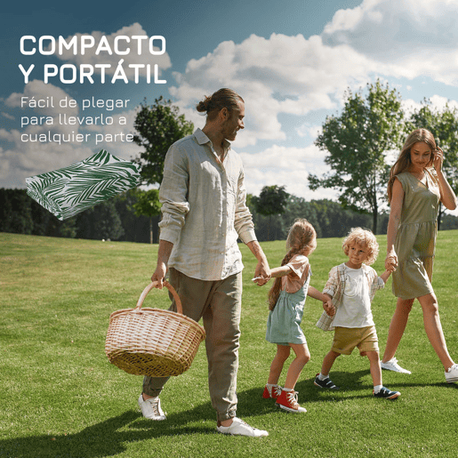 Outsunny Tapete de Exterior 152x243 cm Tapete Reversível com Padrão de Folhas para Varanda Pátio Campismo Praia Verde Escuro e Branco