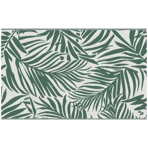 Outsunny Tapete de Exterior 152x243 cm Tapete Reversível com Padrão de Folhas para Varanda Pátio Campismo Praia Verde Escuro e Branco