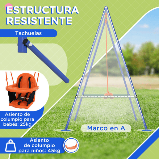 Outsunny Baloiço Infantil 2 em 1 Baloiço para Crianças e Bebés com 1 Assento para Crianças 1 Assento para Bebés e Cinto de Segurança para Exterior e Interior 180x160x182 cm Laranja Outsunny Baloiço Infantil 2 em 1 Baloiço para Crianças e Bebés com 1 Assento para Crianças 1 Assento para Bebés e Cinto de Segurança para Exterior e Interior 180x160x182 cm Laranja