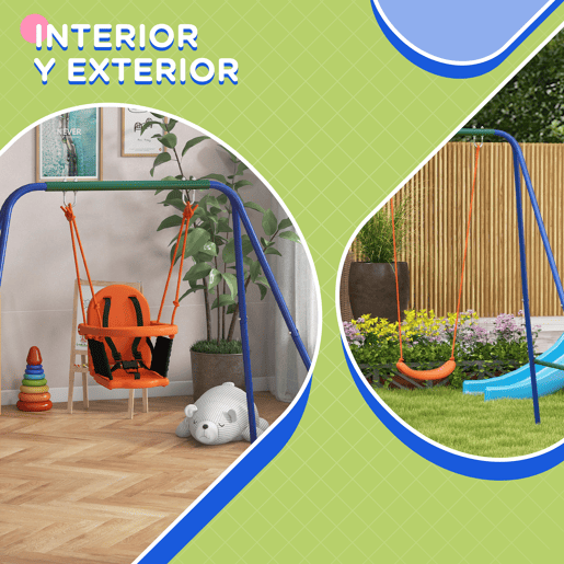 Outsunny Baloiço Infantil 2 em 1 Baloiço para Crianças e Bebés com 1 Assento para Crianças 1 Assento para Bebés e Cinto de Segurança para Exterior e Interior 180x160x182 cm Laranja Outsunny Baloiço Infantil 2 em 1 Baloiço para Crianças e Bebés com 1 Assento para Crianças 1 Assento para Bebés e Cinto de Segurança para Exterior e Interior 180x160x182 cm Laranja
