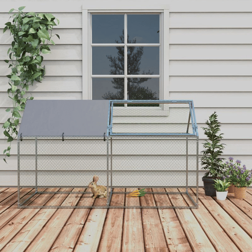 PawHut Gaiola para Pequenos Animais Parque para Animais de Estimação de Aço com 1 Porta Superior e Cobertura Anti-UV para Exterior Jardim 198x100x120 cm Prata PawHut Gaiola para Pequenos Animais Parque para Animais de Estimação de Aço com 1 Porta Superior e Cobertura Anti-UV para Exterior Jardim 198x100x120 cm Prata