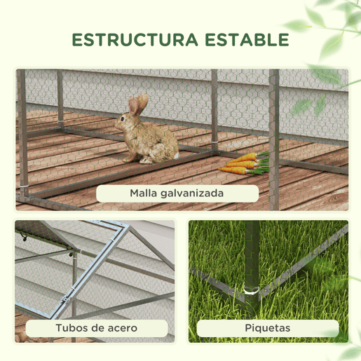 PawHut Gaiola para Pequenos Animais Parque para Animais de Estimação de Aço com 1 Porta Superior e Cobertura Anti-UV para Exterior Jardim 198x100x120 cm Prata PawHut Gaiola para Pequenos Animais Parque para Animais de Estimação de Aço com 1 Porta Superior e Cobertura Anti-UV para Exterior Jardim 198x100x120 cm Prata