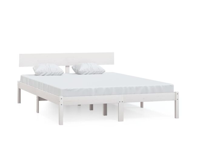 Estructura de cama madera maciza de pino blanca 140x200 cm