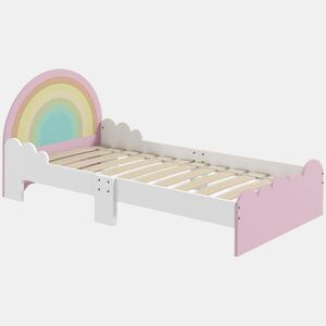 ZONEKIZ Cama para Crianças de 3-6 Anos 143x74x66 cm Cama Infantil de Madeira em Forma de Arco Íris Móvel de Dormitório Moderno Carga 80 kg Rosa