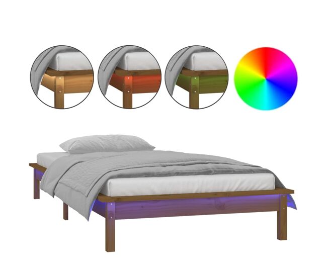 Estructura de cama de madera con LED 90x190