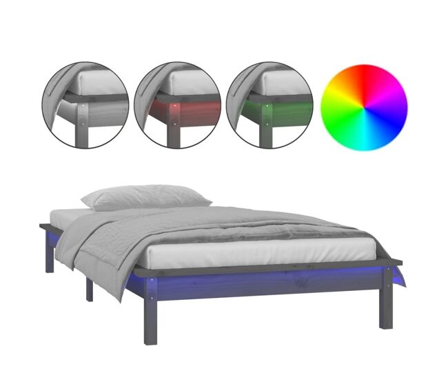 Estructura de cama de madera con LED 90x200