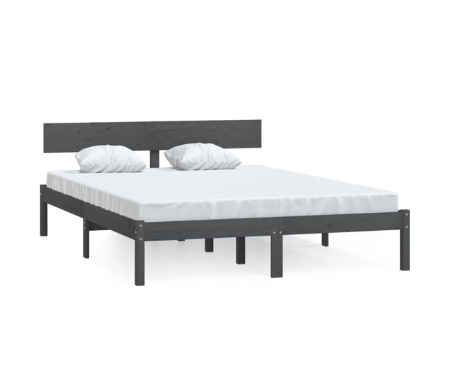 Estructura de cama madera maciza de pino gris 200x200 cm