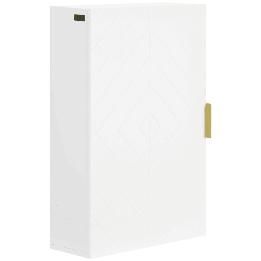 kleankin Armário Casa de Banho de Parede Moderno com 1 Puxador de Aço e Prateleiras Ajustáveis 40x15x60 cm Branco