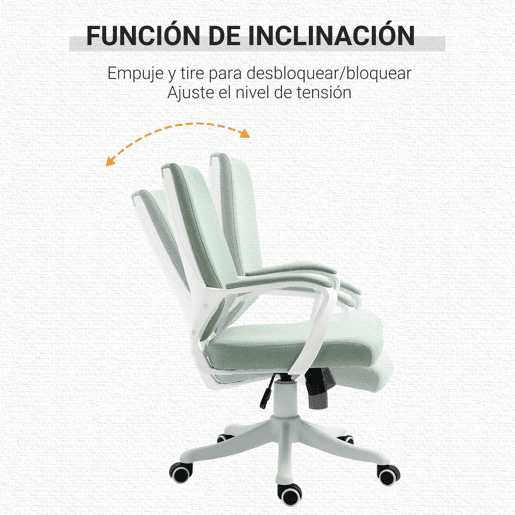 Vinsetto Cadeira de Escritório Giratória Cadeira de Escritório Ergonómica com Altura Ajustável Apoio para os Braços Acolchoado e Suporte Lombar Carga Máxima 120 kg 62x69x92-100 cm Verde
