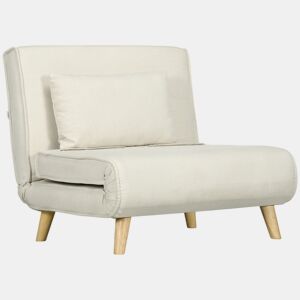 HOMCOM Poltrona 2 em 1 Sofá Cama Individual Dobrável com Encosto Ajustável e Almofada para Sala de Estar Dormitório Escritório Carga 125 kg 90x78x79 cm Bege