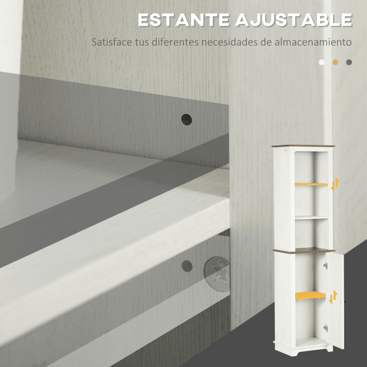 kleankin Conjunto de Casa de Banho com Coluna para Casa de Banho com Prateleiras Ajustável e Móvel para Lavatório Pousar com 2 Portas Anti-Tombo 39,5x30x160 cm 60x30x60 cm Branco e Madeira