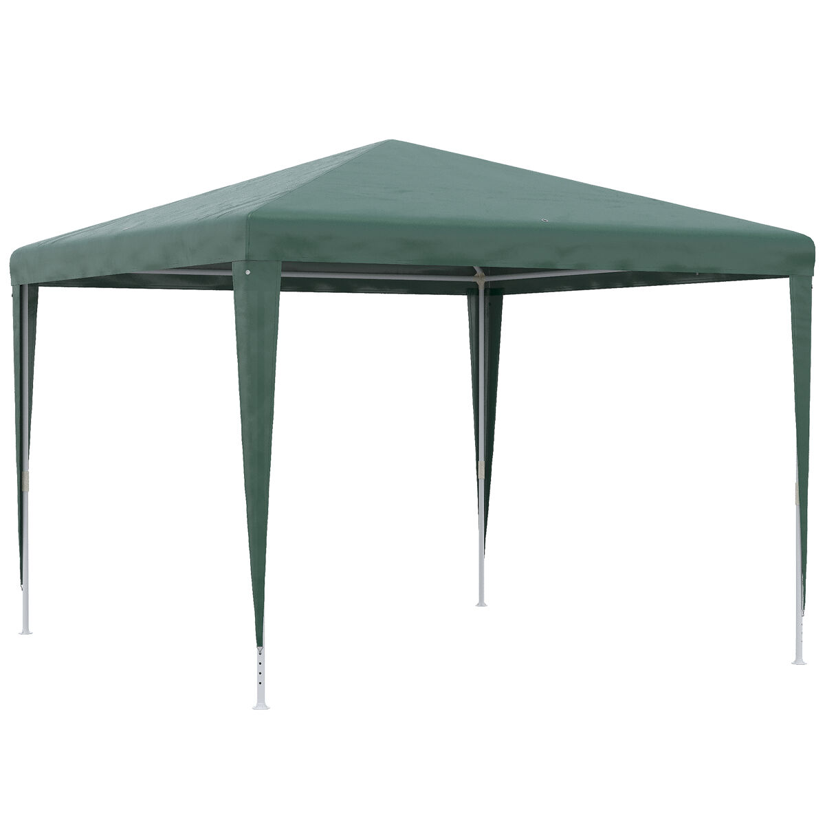 Outsunny carpa desmontable 3x3 m cenador pabellón de jardín con 4 orificios de drenaje y marco de acero anti-uv gazebo para terraza patio exterior camping verde