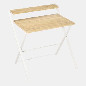 HOMCOM Secretária Dobrável Mesa de Estúdio com Prateleira Superior Estilo Moderno para Sala de Estar Escritório Dormitório 81,5x70x84 cm Madeira e Branco
