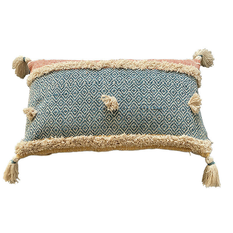 Funda de cojín de algodón pima 30x50 azul