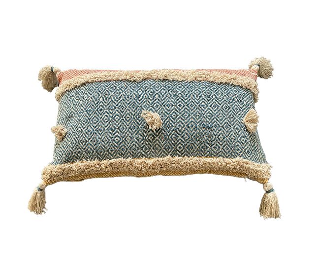 Funda de cojín de algodón pima 30x50 azul