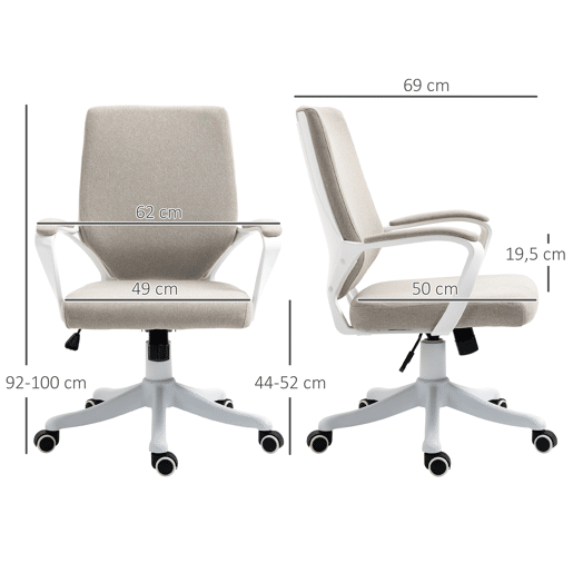 Vinsetto Cadeira de Escritório Giratória Cadeira de Escritório Ergonómica com Altura Ajustável Apoio para os Braços Acolchoado e Suporte Lombar Carga Máxima 120 kg 62x69x92-100 cm Bege Vinsetto Cadeira de Escritório Giratória Cadeira de Escritório Ergonómica com Altura Ajustável Apoio para os Braços Acolchoado e Suporte Lombar Carga Máxima 120 kg 62x69x92-100 cm Bege