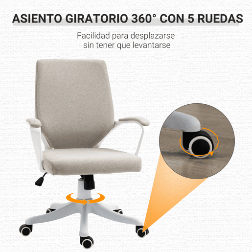 Vinsetto Cadeira de Escritório Giratória Cadeira de Escritório Ergonómica com Altura Ajustável Apoio para os Braços Acolchoado e Suporte Lombar Carga Máxima 120 kg 62x69x92-100 cm Bege Vinsetto Cadeira de Escritório Giratória Cadeira de Escritório Ergonómica com Altura Ajustável Apoio para os Braços Acolchoado e Suporte Lombar Carga Máxima 120 kg 62x69x92-100 cm Bege