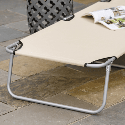 Outsunny Espreguiçadeira de Jardim Dobrável com Toldo Removível e Ajustável em Ângulo e Encosto Ajustável em 4 Posições para Jardim Terraço Campismo Exterior 187x58x36 cm Bege