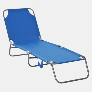 Outsunny Espreguiçadeira Dobrável Espreguiçadeira de Jardim com Encosto Ajustável em 5 Posições Peso Máximo 120 kg para Terraço Piscina Praia 187x55x24 cm Azul