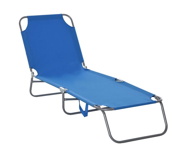 Outsunny tumbona plegable tumbona jardín exterior con respaldo ajustable en 5 posiciones y estructura metálica carga 120 kg para terraza piscina playa