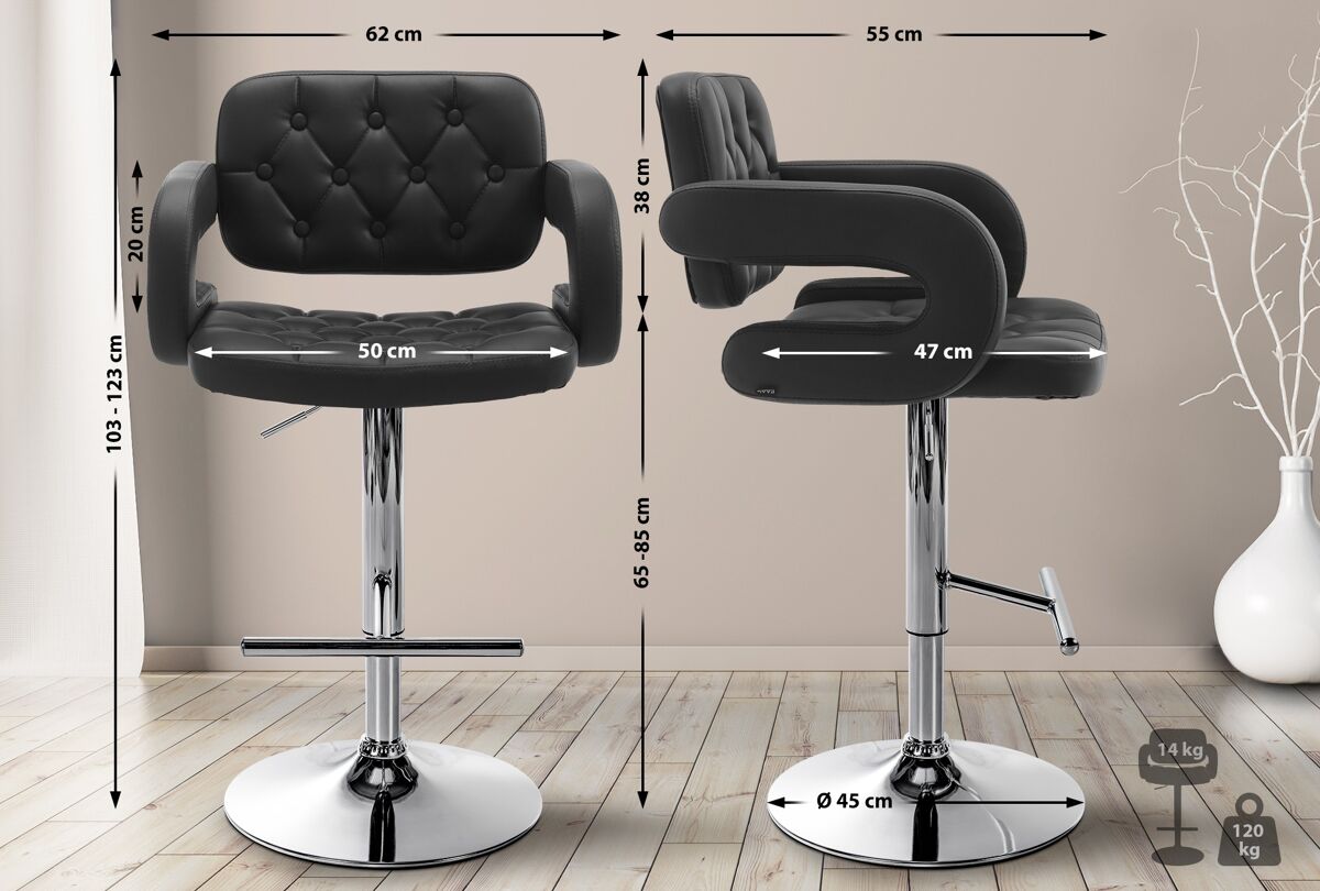 Taburete dublin de cuero sintético 62x103x55 cm
